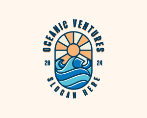 Surfer Ocean Waves logo design