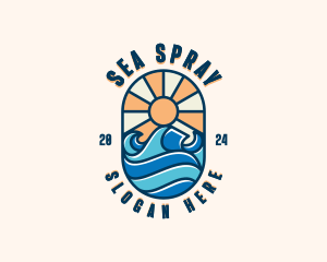 Surfer Ocean Waves logo design