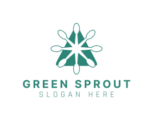 Green Spoon Triangle Restaurant logo design