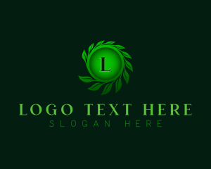 Vegan - Nature Wreath Leaves logo design