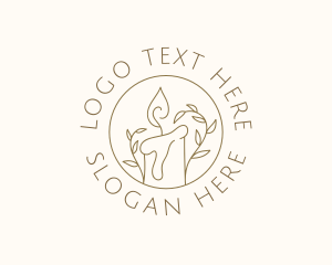 Meditation - Candle Flame Leaves logo design