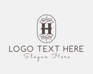 Letter H - Ornate Victorian Oval Decoration logo design