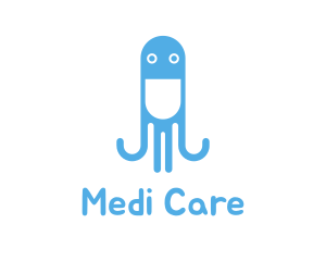 Pharmaceutic - Blue Seafood Octopus logo design