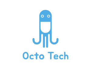 Blue Seafood Octopus  logo design