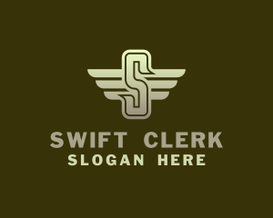 Military Winged Letter S logo design