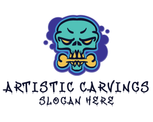 Skull Graffiti Mural Artist logo design