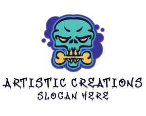 Skull Graffiti Mural Artist logo design