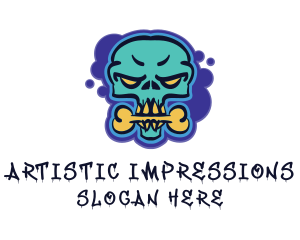 Skull Graffiti Mural Artist logo design