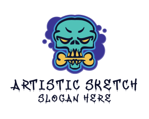 Skull Graffiti Mural Artist logo design