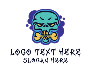 Drawing - Skull Graffiti Mural Artist logo design