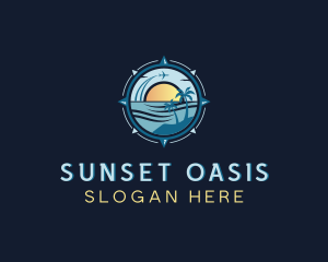 Airplane Sunset Beach logo design