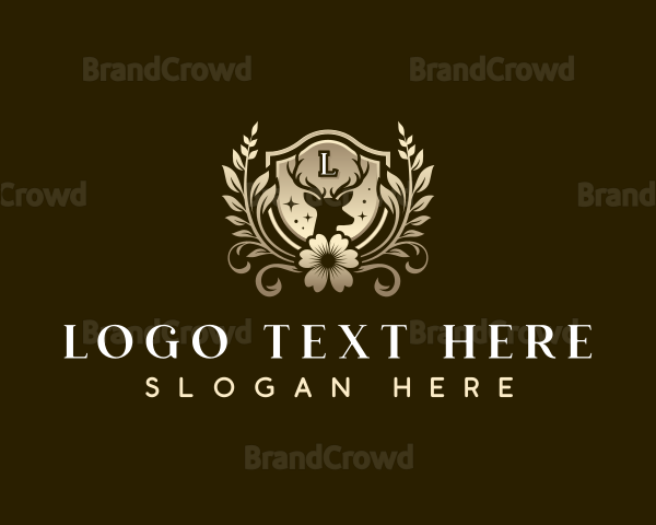 Floral Deer Crest Logo