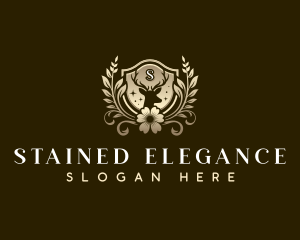 Floral Deer Crest logo design