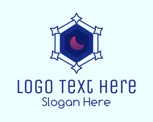 Stargazer - Star Hexagon Moon logo design