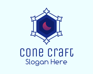 Star Hexagon Moon logo design