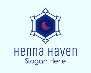 Star Hexagon Moon logo design