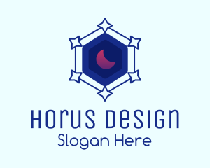 Star Hexagon Moon logo design