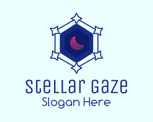 Astronomy - Star Hexagon Moon logo design