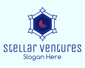 Constellation - Star Hexagon Moon logo design