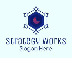 Star Hexagon Moon logo design