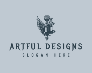 Tattoo Machine Wing logo design