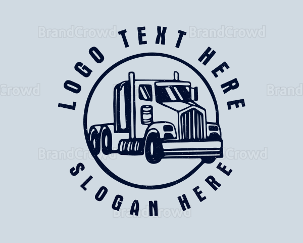 Blue Flatbed Truck Logo