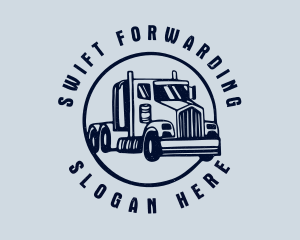 Blue Flatbed Truck logo design