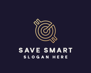 Save - Bitcoin Currency Golden logo design