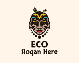 Colorful Aztec Warrior Face Logo