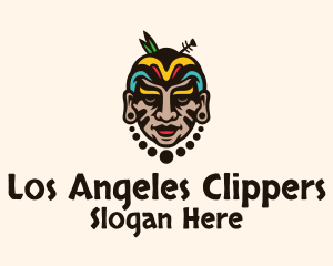 Colorful Aztec Warrior Face Logo