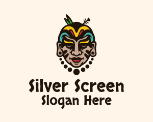 Colorful Aztec Warrior Face Logo