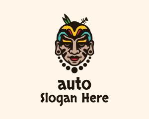 Colorful Aztec Warrior Face Logo