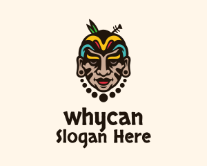 Colorful Aztec Warrior Face Logo