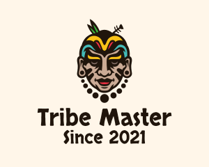 Colorful Aztec Warrior Face logo design