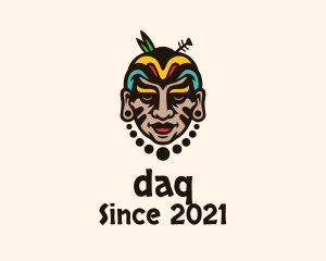 Cultural - Colorful Aztec Warrior Face logo design