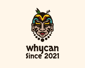 Ancient-tribe - Colorful Aztec Warrior Face logo design