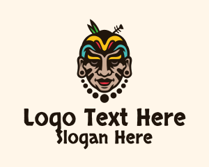 Colorful Aztec Warrior Face Logo