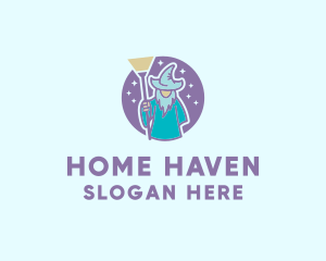 Household - Housekeeping Broom Wizard logo design