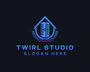 Podcast Studio Microphone logo design