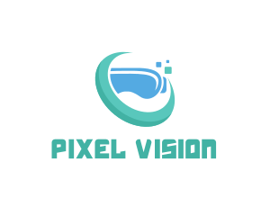 Pixel VR Headset logo design