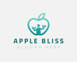 Dumbbell Fitness Apple  logo design