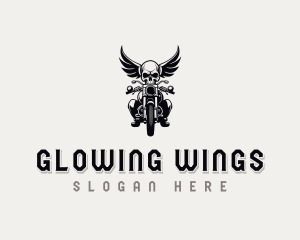 Motorbike Skull Wings logo design