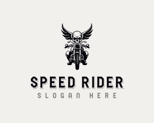 Motorbike - Motorbike Skull Wings logo design