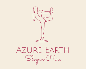 Red Monoline Yoga Stretch logo design