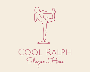 Red Monoline Yoga Stretch logo design