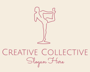 Red Monoline Yoga Stretch logo design