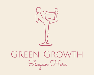 Red Monoline Yoga Stretch logo design