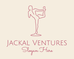 Red Monoline Yoga Stretch logo design