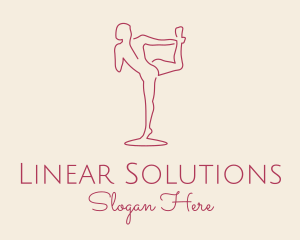 Linear - Red Monoline Yoga Stretch logo design