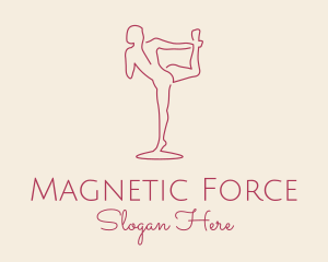 Red Monoline Yoga Stretch logo design